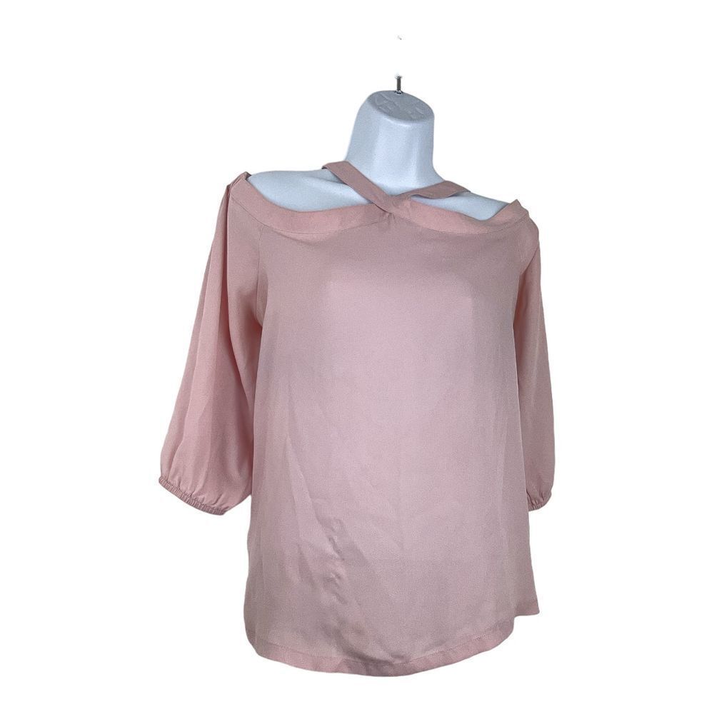 Loft Pink Cold Shoulder Halter 3/4‎ Sleeve Top Sz M